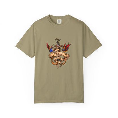 Courage Graphic Tee - Men's Garment-Dyed T-Shirt, Inspirational Shirt, Casual Wear, Gift for Friends, Motivational Apparel