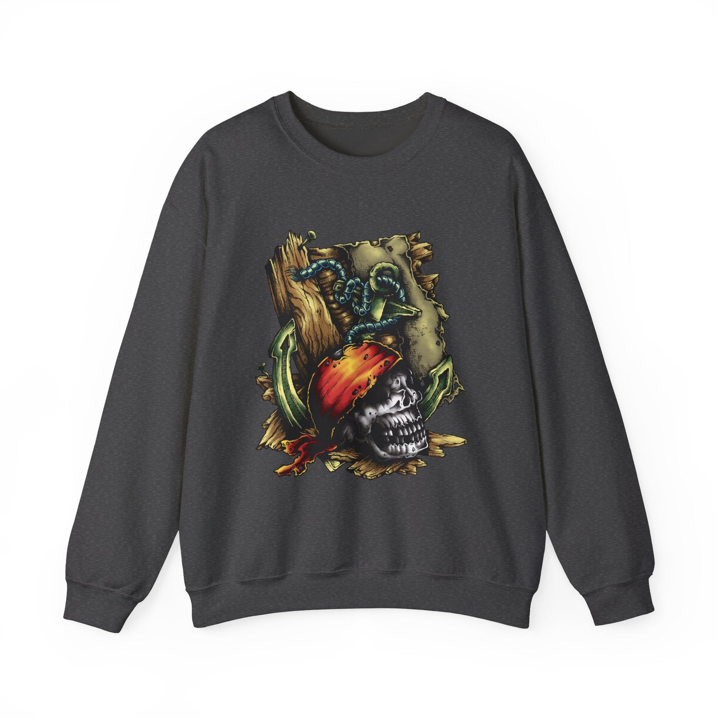 Pirate Themed Crewneck Sweatshirt, Cozy Men's Sweatshirt, Halloween Apparel, Gift for Sailors, Casual Streetwear