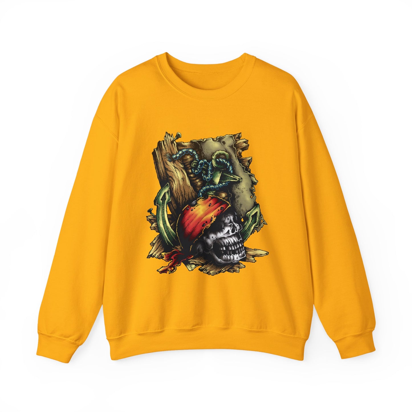 Pirate Themed Crewneck Sweatshirt, Cozy Men's Sweatshirt, Halloween Apparel, Gift for Sailors, Casual Streetwear