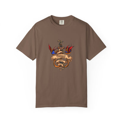 Courage Graphic Tee - Men's Garment-Dyed T-Shirt, Inspirational Shirt, Casual Wear, Gift for Friends, Motivational Apparel