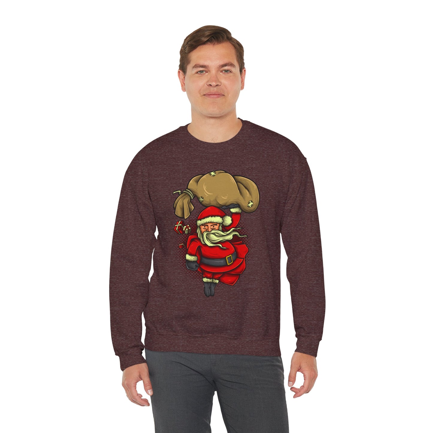 Funny Christmas Santa Crewneck Sweatshirt | Holiday Cheer | Men's
