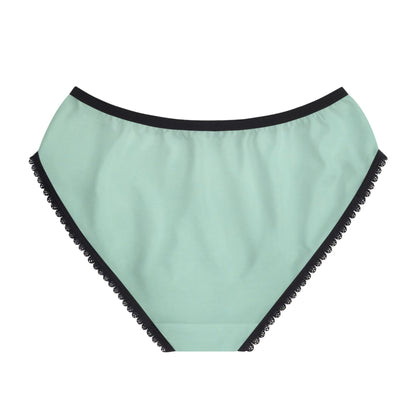 Comfortable Mint Green Women's Briefs with Lace Trim