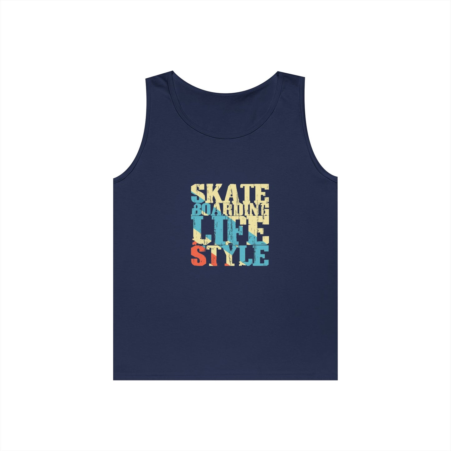 Men's Heavy Cotton Tank Top - Skateboarding Life Style Graphic Tee