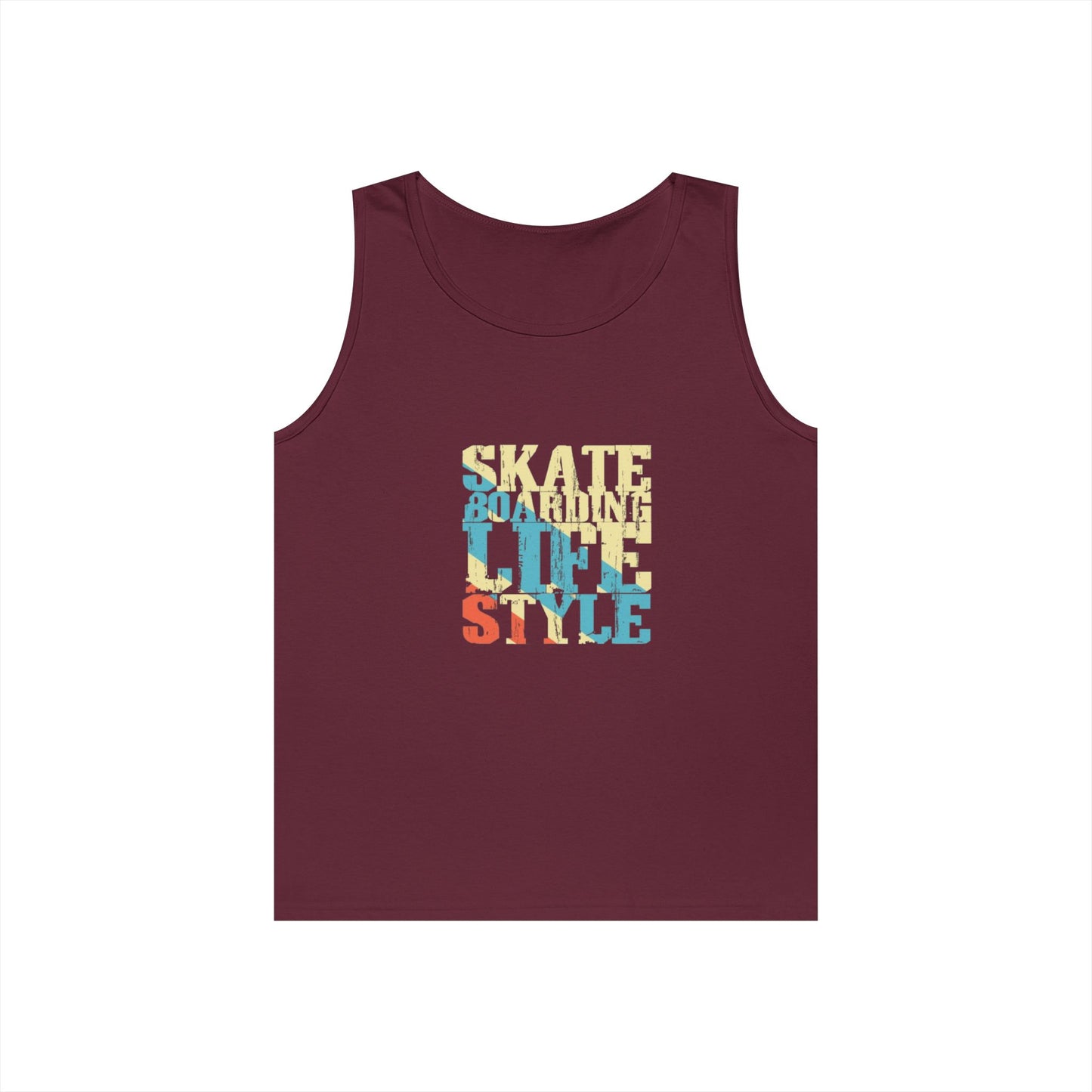 Men's Heavy Cotton Tank Top - Skateboarding Life Style Graphic Tee