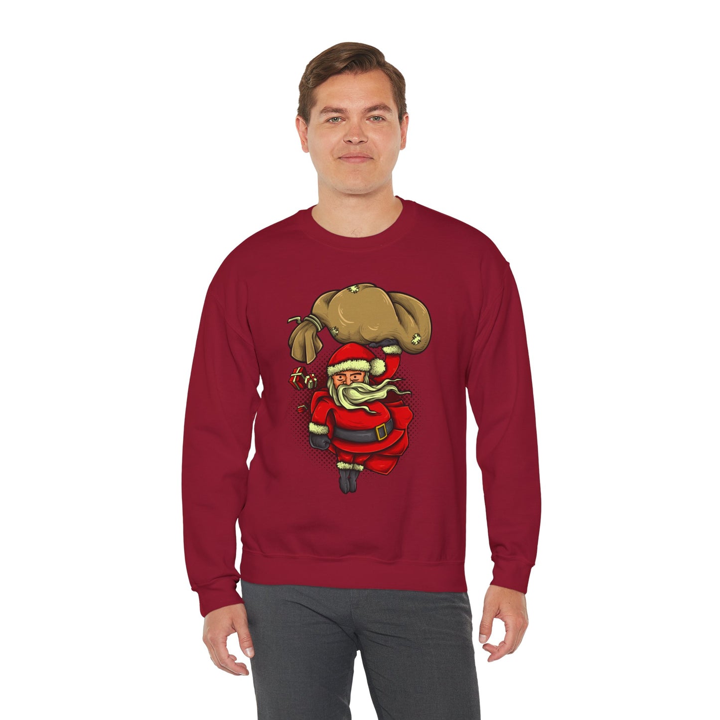Funny Christmas Santa Crewneck Sweatshirt | Holiday Cheer | Men's
