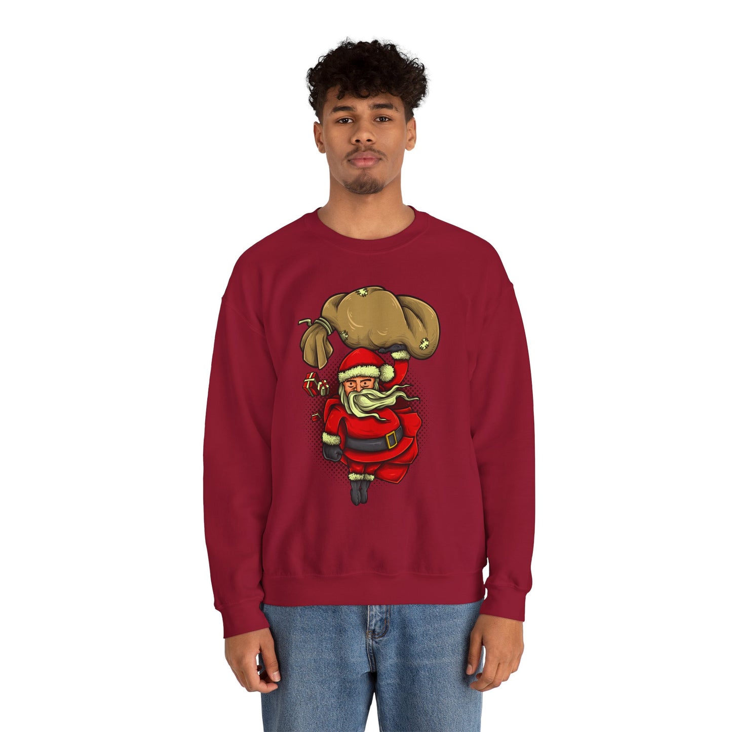 Funny Christmas Santa Crewneck Sweatshirt | Holiday Cheer | Men's