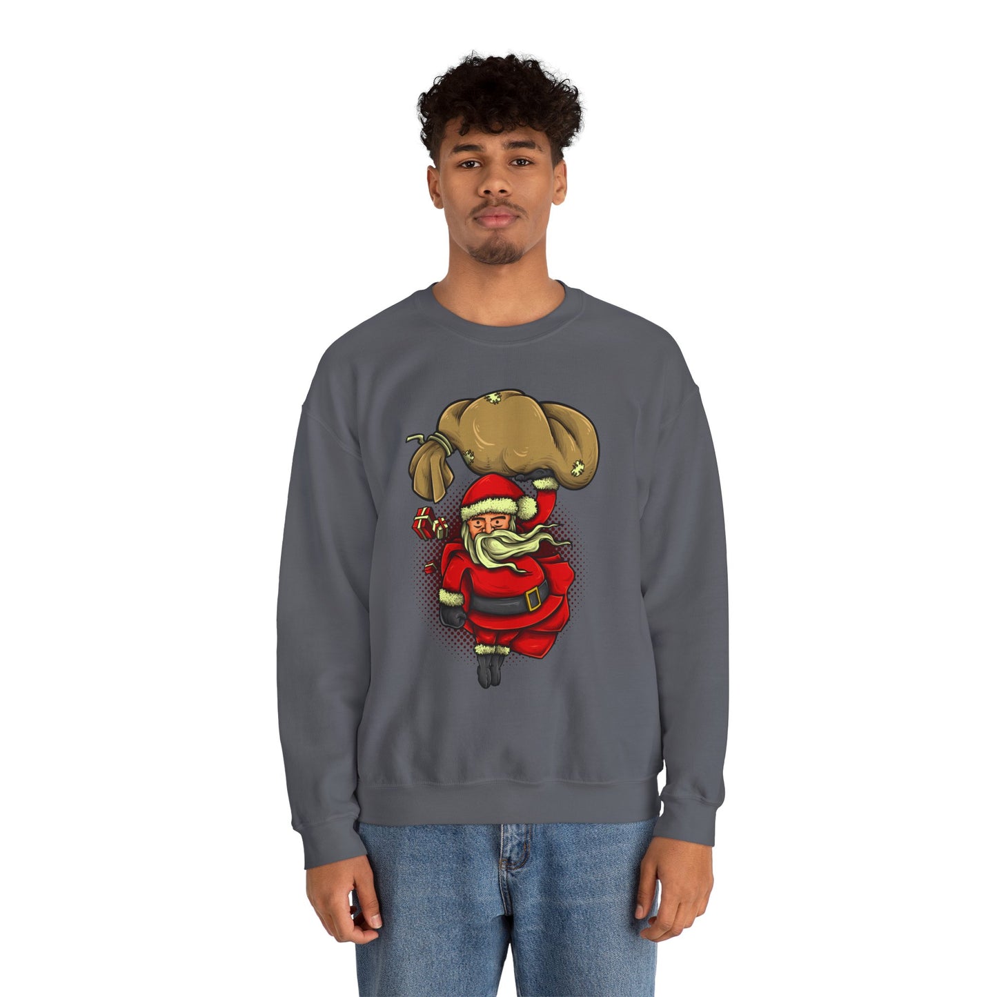 Funny Christmas Santa Crewneck Sweatshirt | Holiday Cheer | Men's
