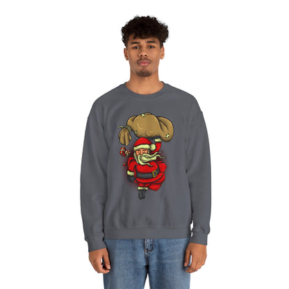Funny Christmas Santa Crewneck Sweatshirt | Holiday Cheer | Men's