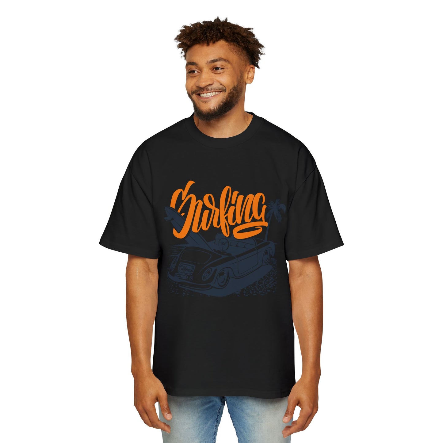 Surf Vibes Men's Heavy Oversized Tee - Perfect for Beach Days & Casual Outings