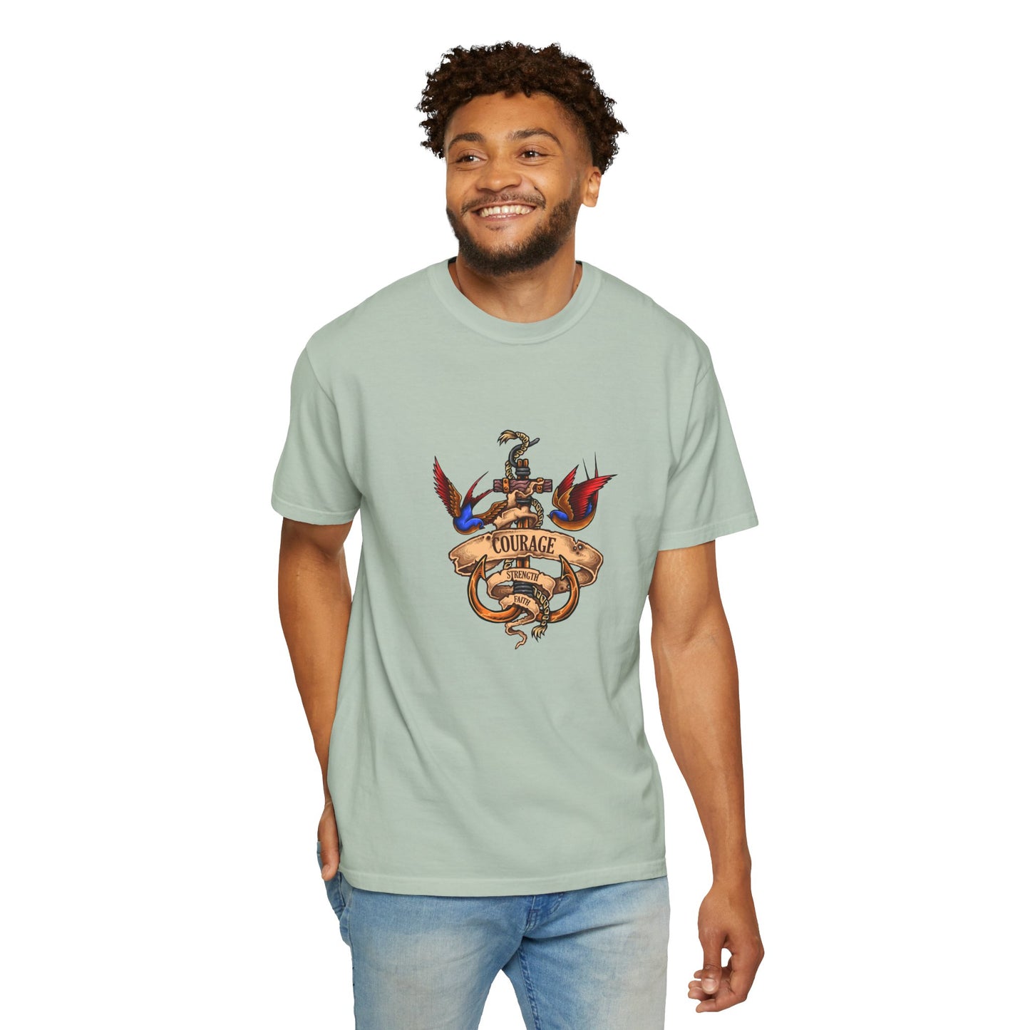 Courage Graphic Tee - Men's Garment-Dyed T-Shirt, Inspirational Shirt, Casual Wear, Gift for Friends, Motivational Apparel