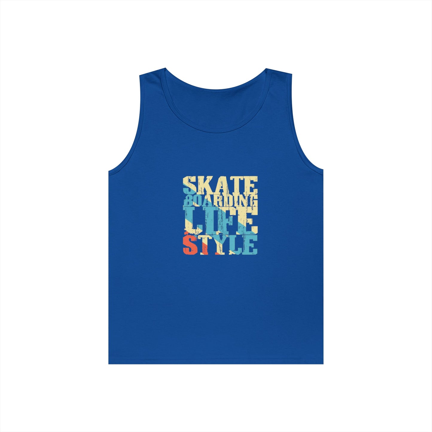 Men's Heavy Cotton Tank Top - Skateboarding Life Style Graphic Tee
