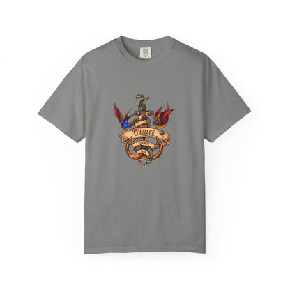 Courage Graphic Tee - Men's Garment-Dyed T-Shirt, Inspirational Shirt, Casual Wear, Gift for Friends, Motivational Apparel