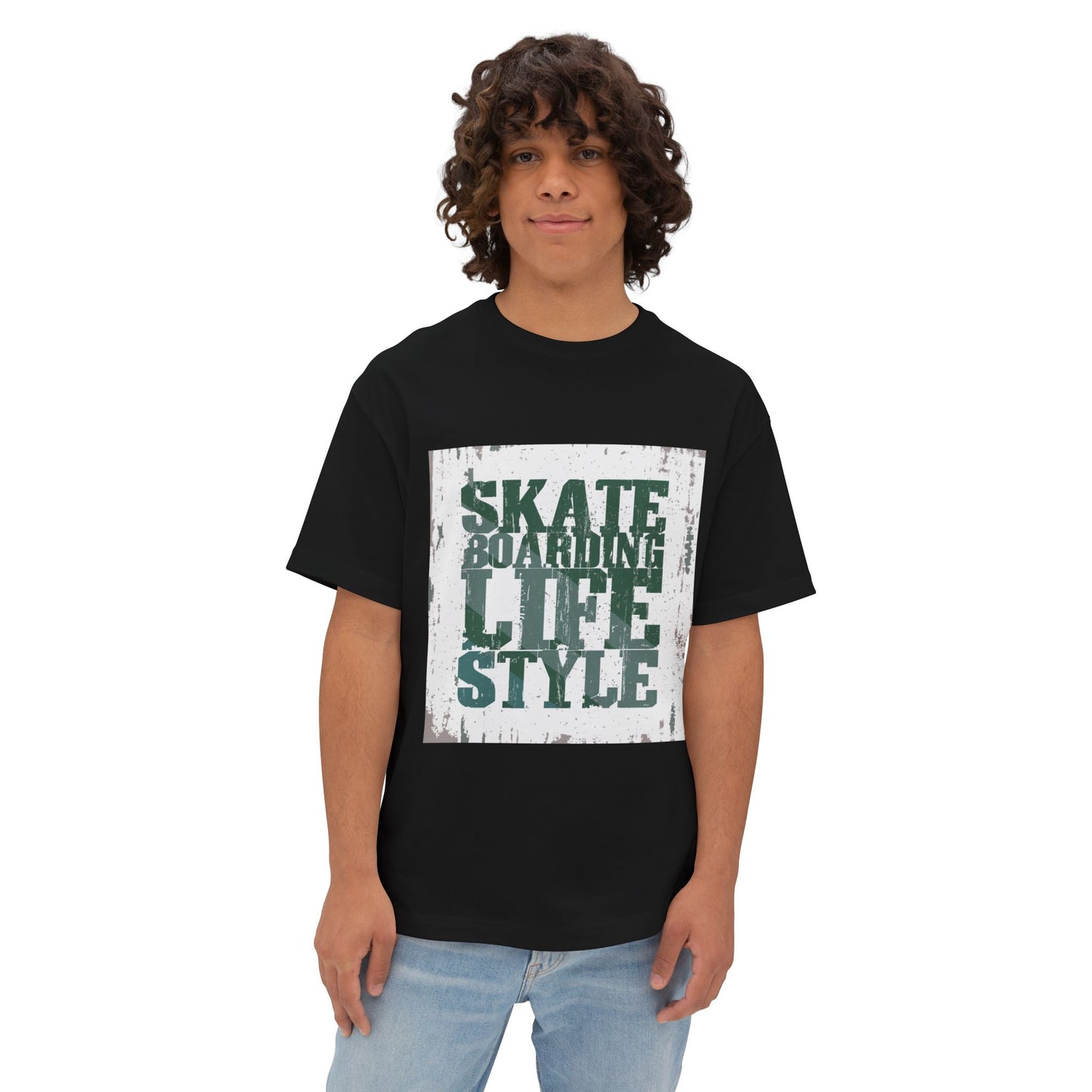Skateboarding Lifestyle Oversized Boxy Tee - Men's Graphic T-Shirt