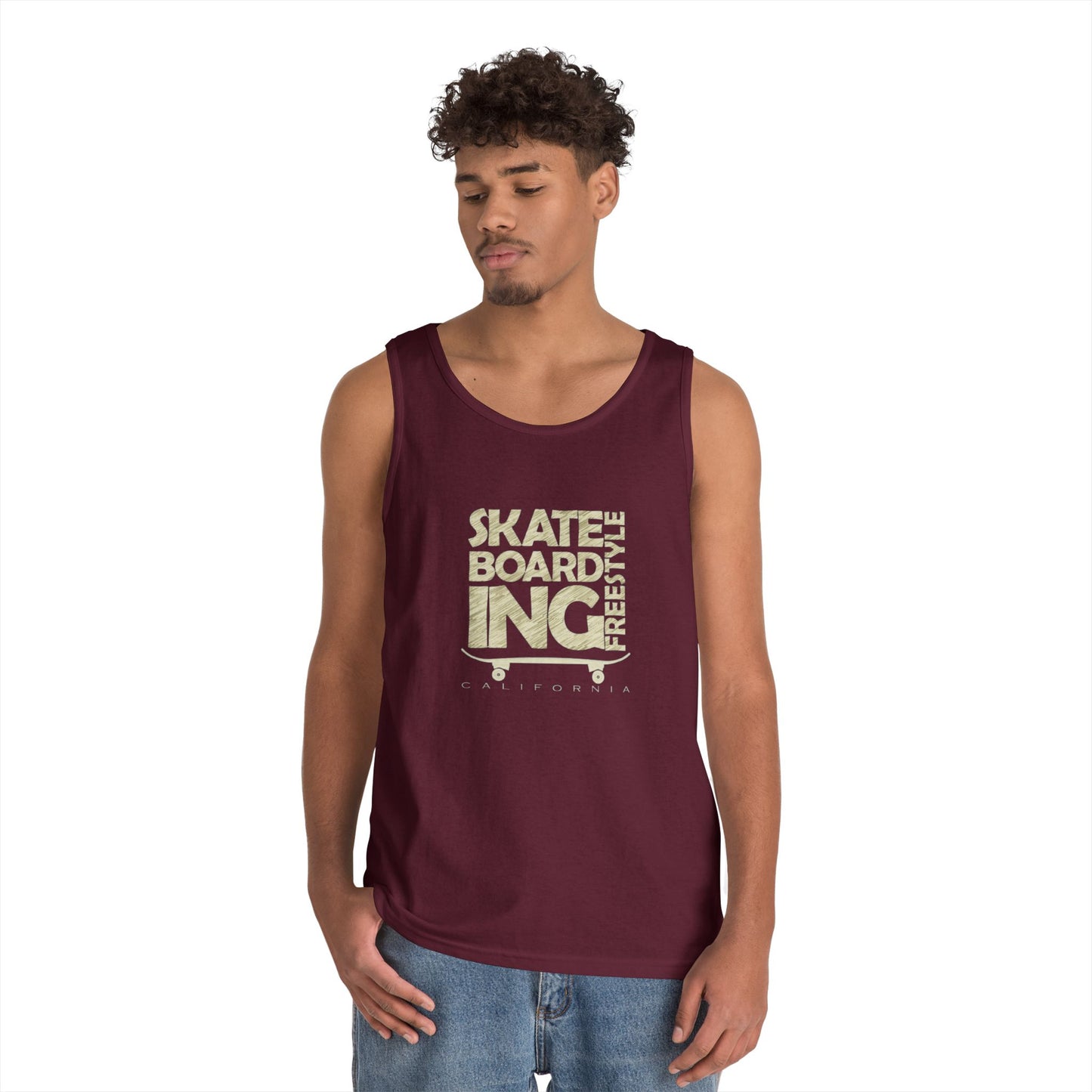 Skateboard Freestyle Men'sHeavy Cotton Tank Top - Summer Vibes and Street Style