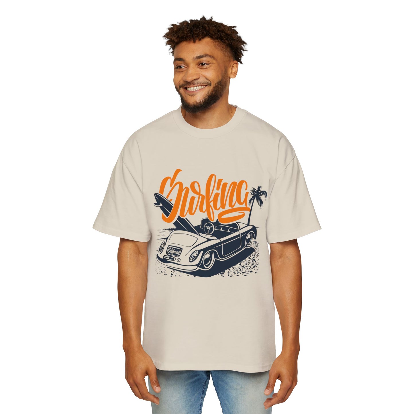 Surf Vibes Men's Heavy Oversized Tee - Perfect for Beach Days & Casual Outings