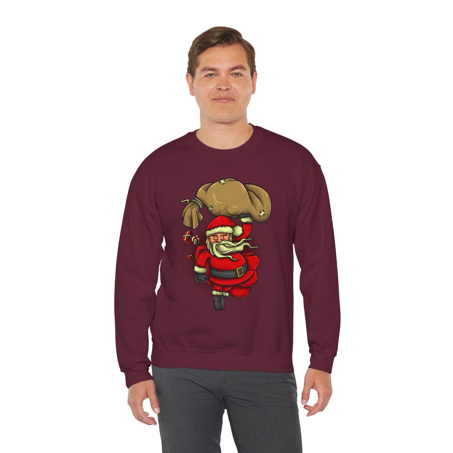 Funny Christmas Santa Crewneck Sweatshirt | Holiday Cheer | Men's