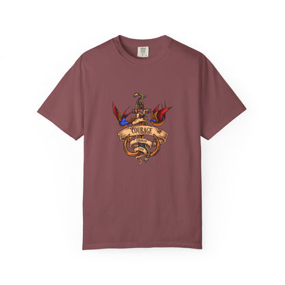 Courage Graphic Tee - Men's Garment-Dyed T-Shirt, Inspirational Shirt, Casual Wear, Gift for Friends, Motivational Apparel