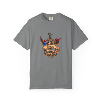 Courage Graphic Tee - Men's Garment-Dyed T-Shirt, Inspirational Shirt, Casual Wear, Gift for Friends, Motivational Apparel