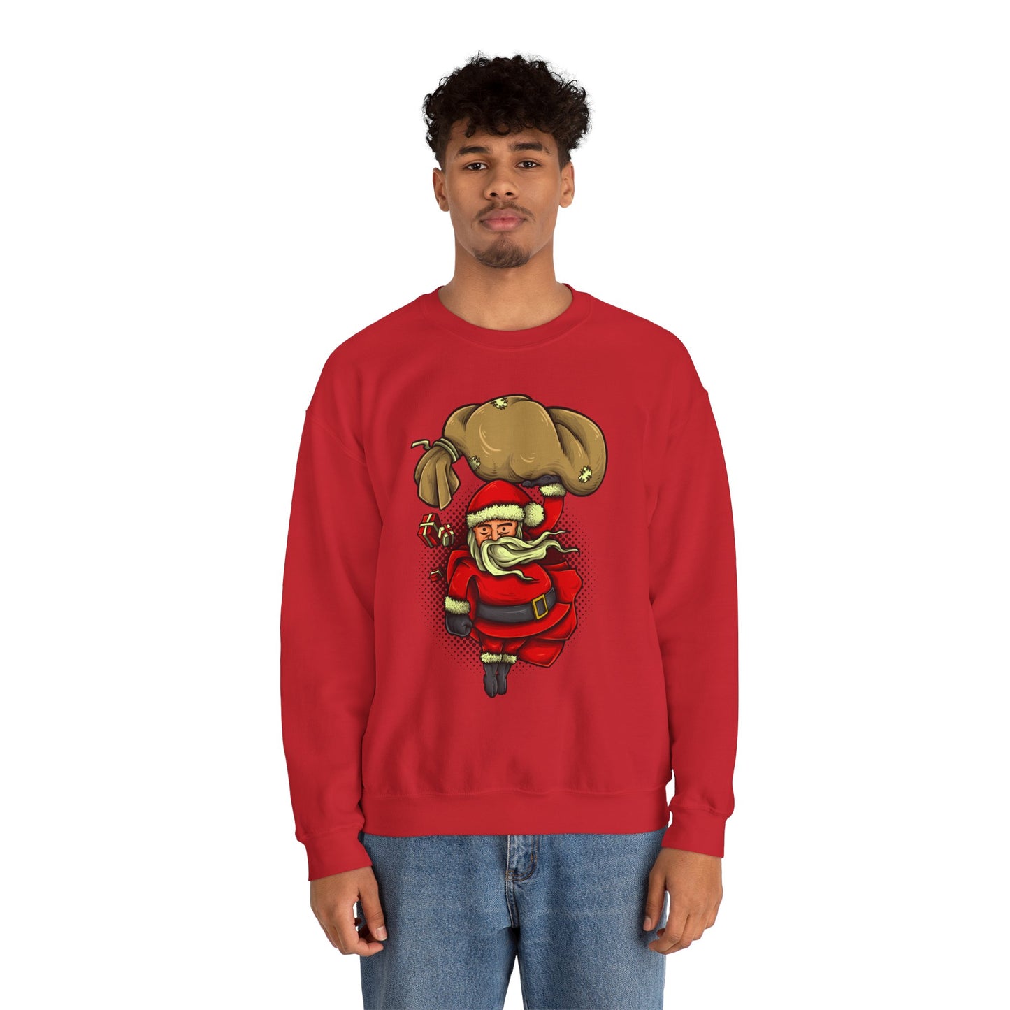 Funny Christmas Santa Crewneck Sweatshirt | Holiday Cheer | Men's