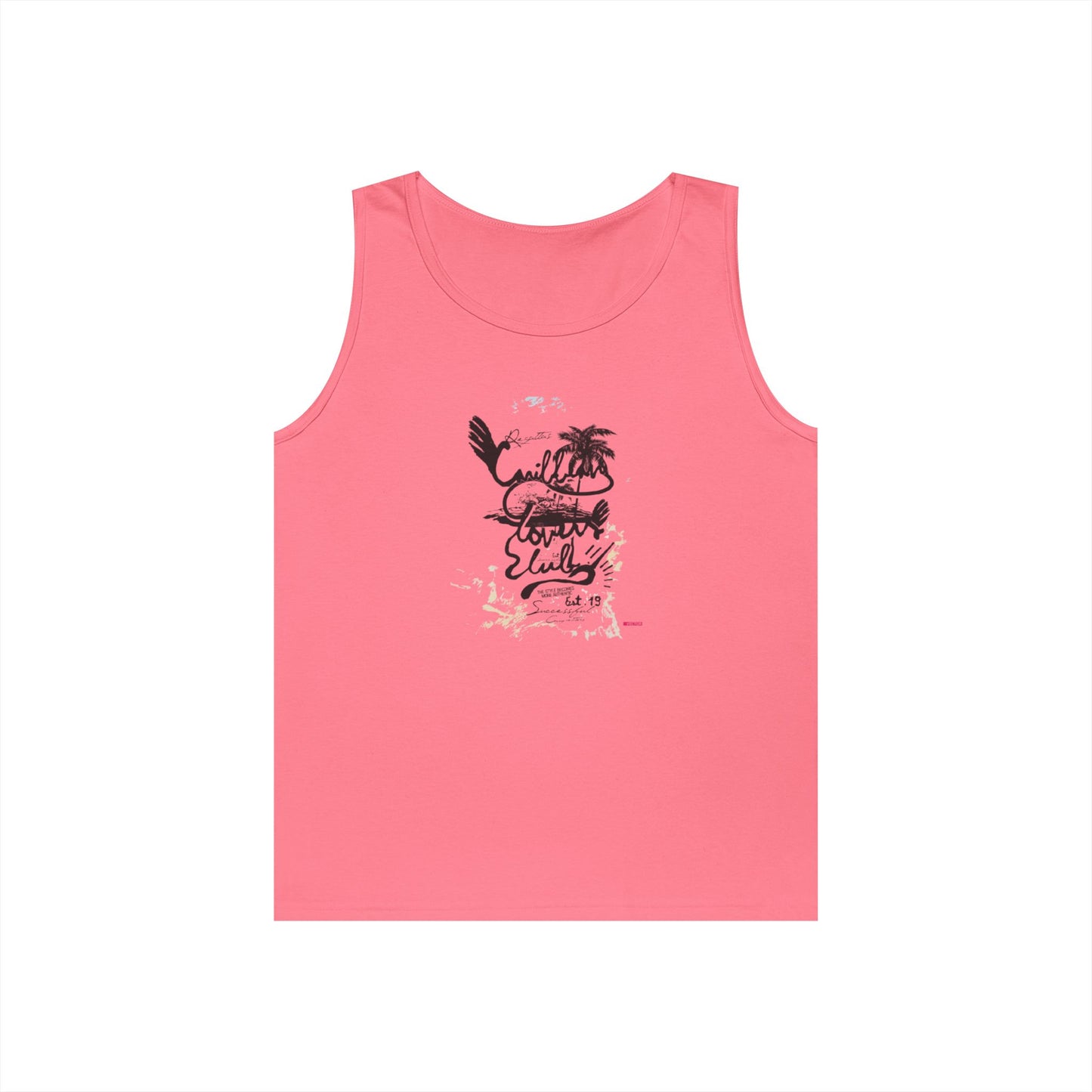 Beach Vibes Men's Heavy Cotton Tank Top - Summer Style, Casual Wear, Vacation Essential