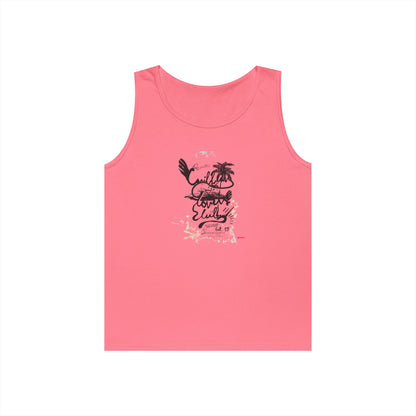 Beach Vibes Men's Heavy Cotton Tank Top - Summer Style, Casual Wear, Vacation Essential