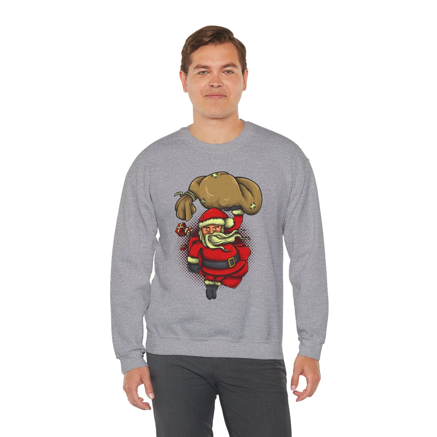 Funny Christmas Santa Crewneck Sweatshirt | Holiday Cheer | Men's