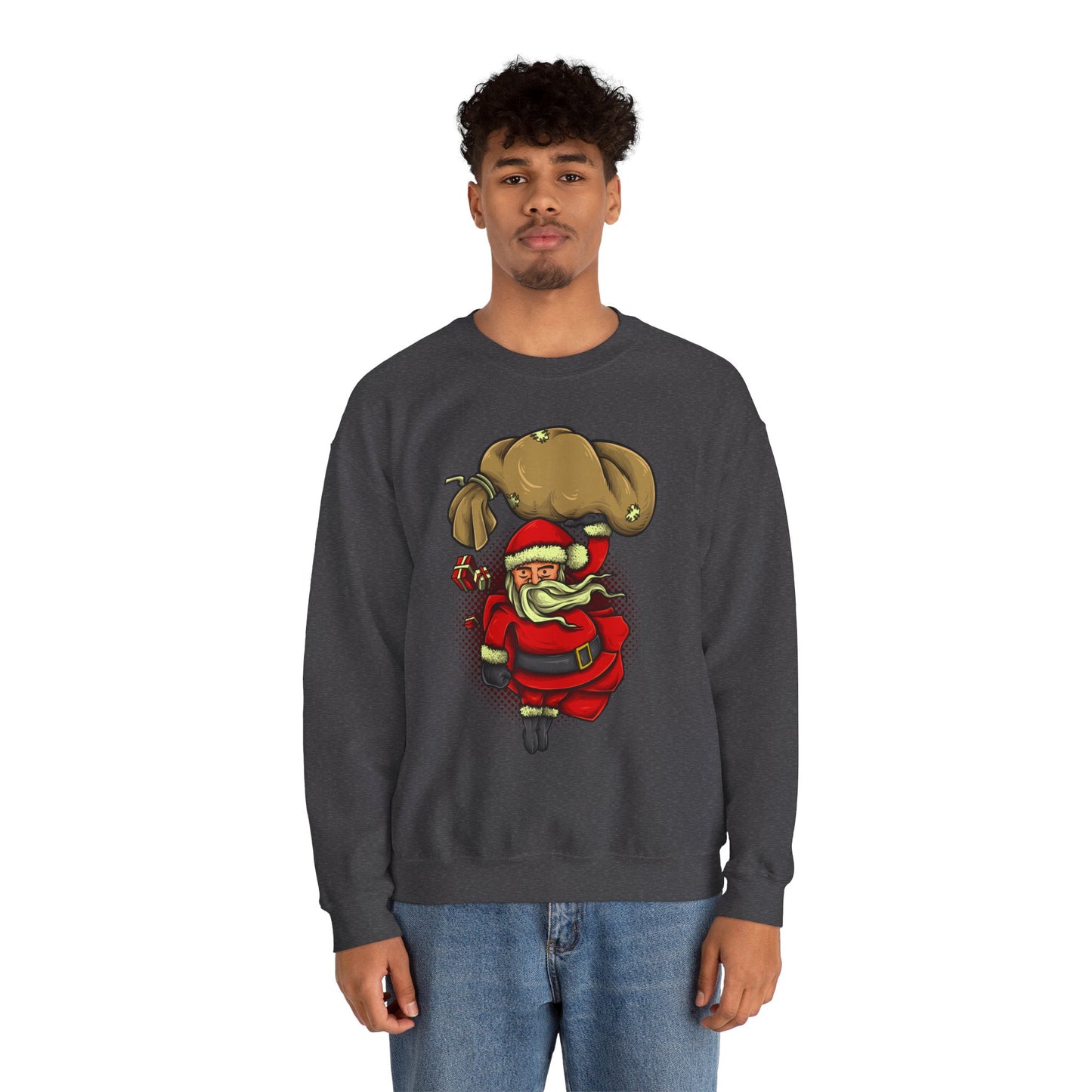 Funny Christmas Santa Crewneck Sweatshirt | Holiday Cheer | Men's