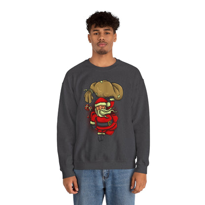 Funny Christmas Santa Crewneck Sweatshirt | Holiday Cheer | Men's