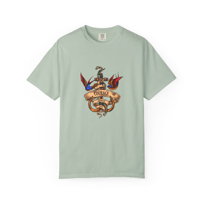 Courage Graphic Tee - Men's Garment-Dyed T-Shirt, Inspirational Shirt, Casual Wear, Gift for Friends, Motivational Apparel