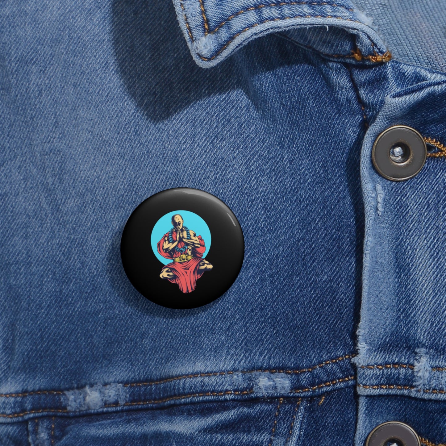 Custom Buddha Meditation Pin Button - Unique Artwork for Peace Lovers