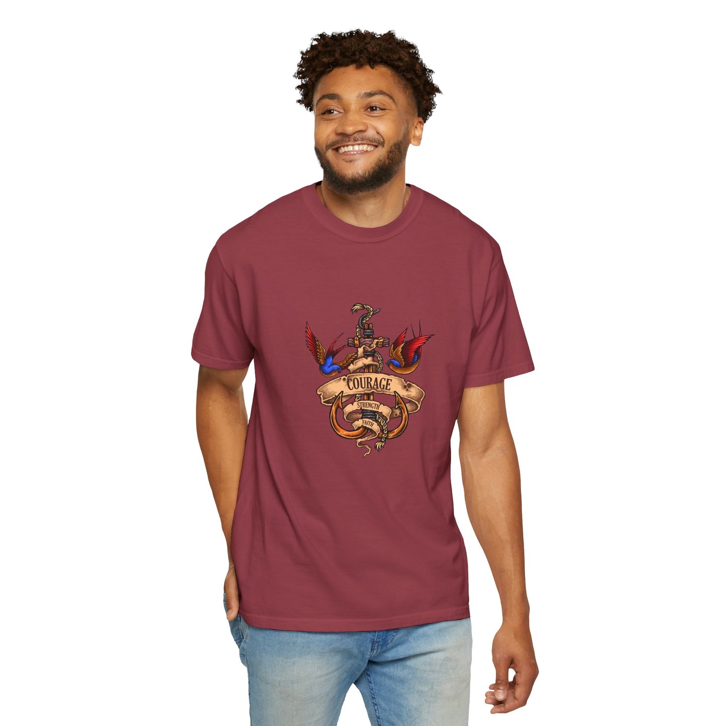 Courage Graphic Tee - Men's Garment-Dyed T-Shirt, Inspirational Shirt, Casual Wear, Gift for Friends, Motivational Apparel
