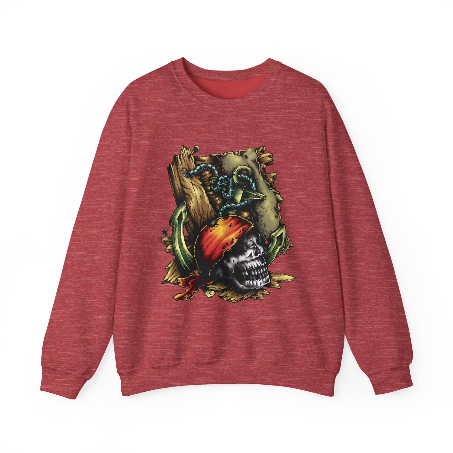 Pirate Themed Crewneck Sweatshirt, Cozy Men's Sweatshirt, Halloween Apparel, Gift for Sailors, Casual Streetwear
