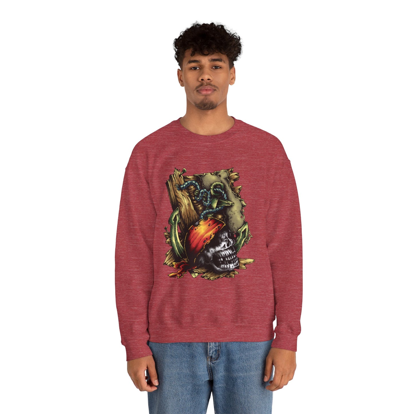 Pirate Themed Crewneck Sweatshirt, Cozy Men's Sweatshirt, Halloween Apparel, Gift for Sailors, Casual Streetwear
