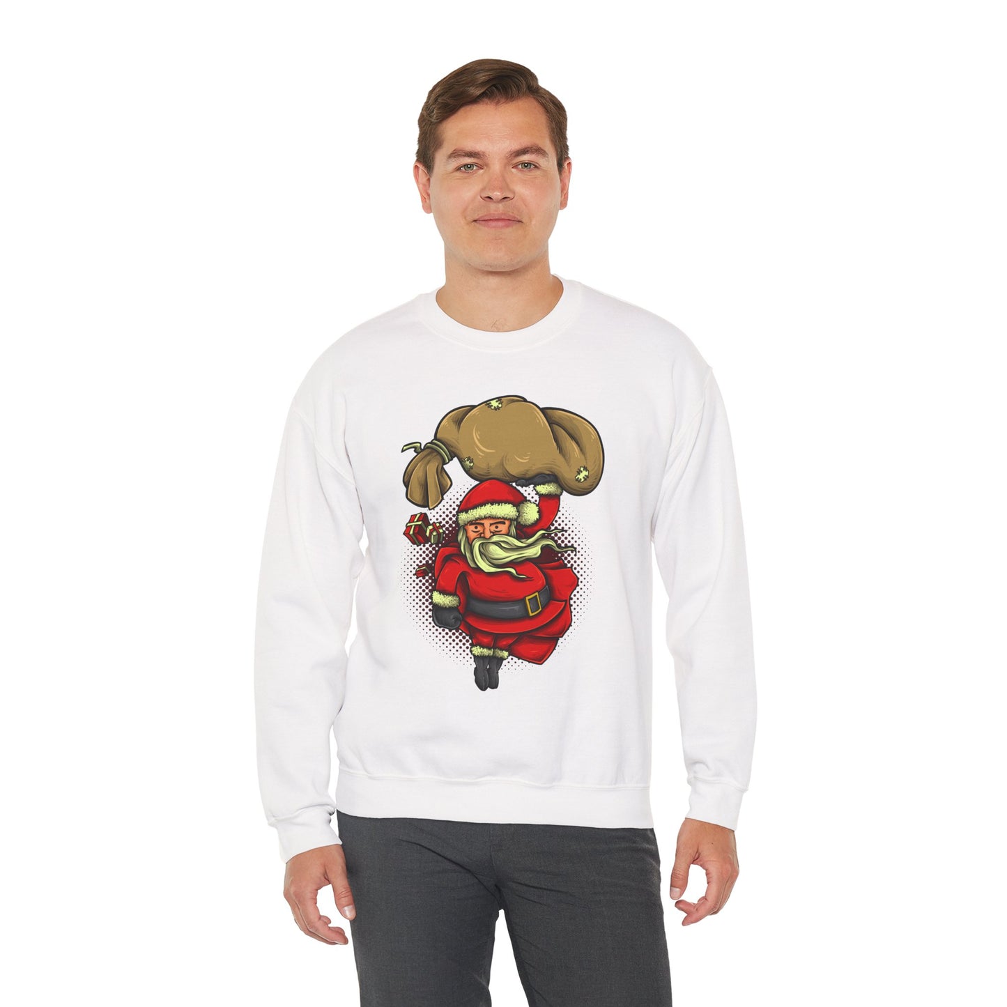 Funny Christmas Santa Crewneck Sweatshirt | Holiday Cheer | Men's