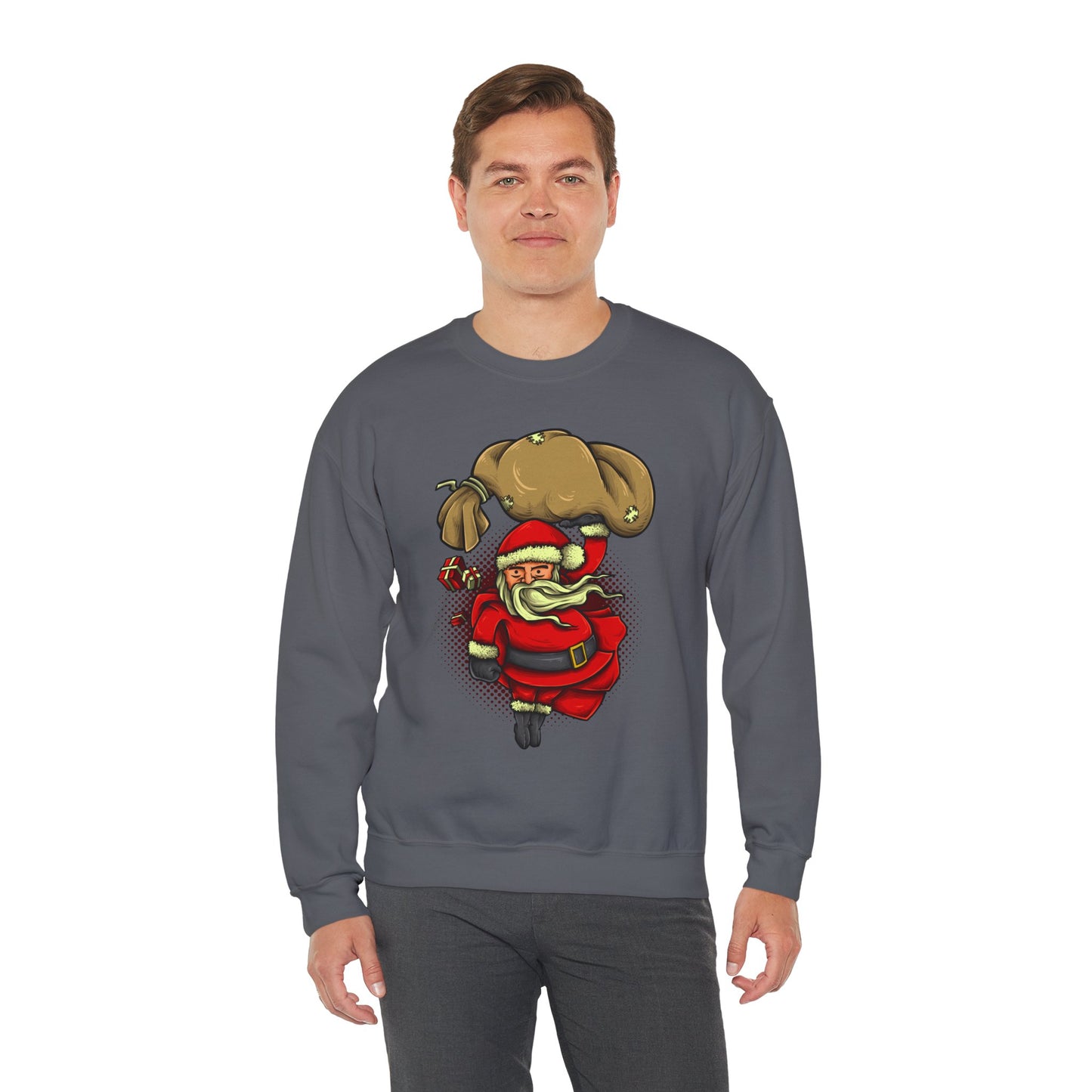 Funny Christmas Santa Crewneck Sweatshirt | Holiday Cheer | Men's