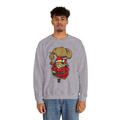 Funny Christmas Santa Crewneck Sweatshirt | Holiday Cheer | Men's