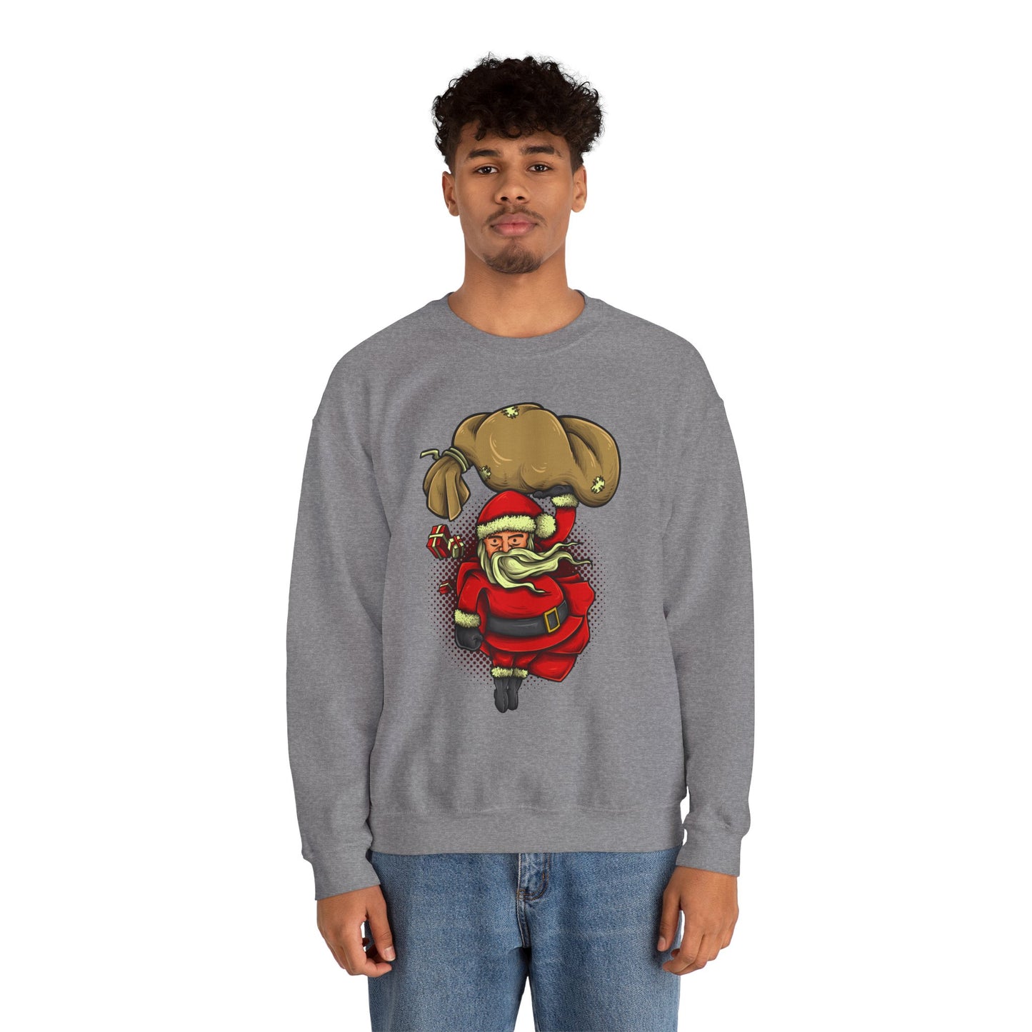 Funny Christmas Santa Crewneck Sweatshirt | Holiday Cheer | Men's