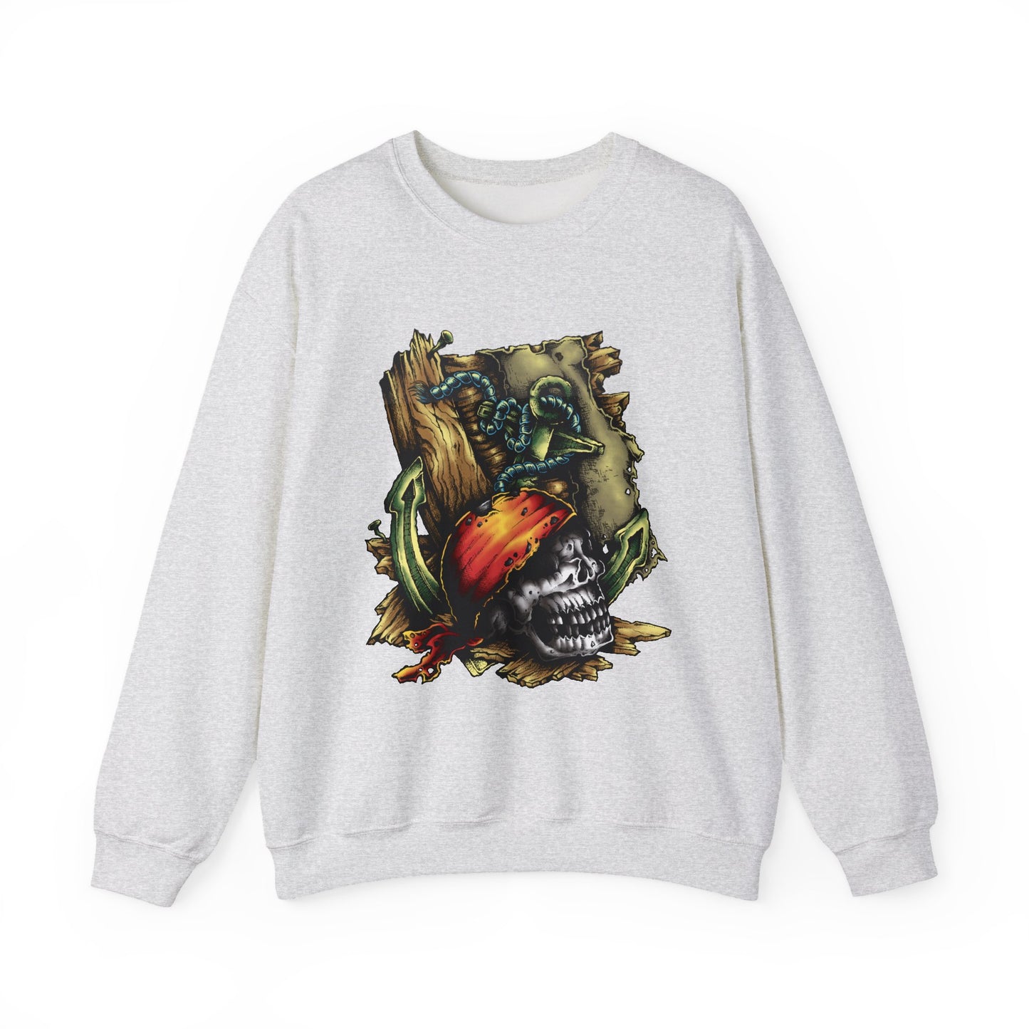 Pirate Themed Crewneck Sweatshirt, Cozy Men's Sweatshirt, Halloween Apparel, Gift for Sailors, Casual Streetwear