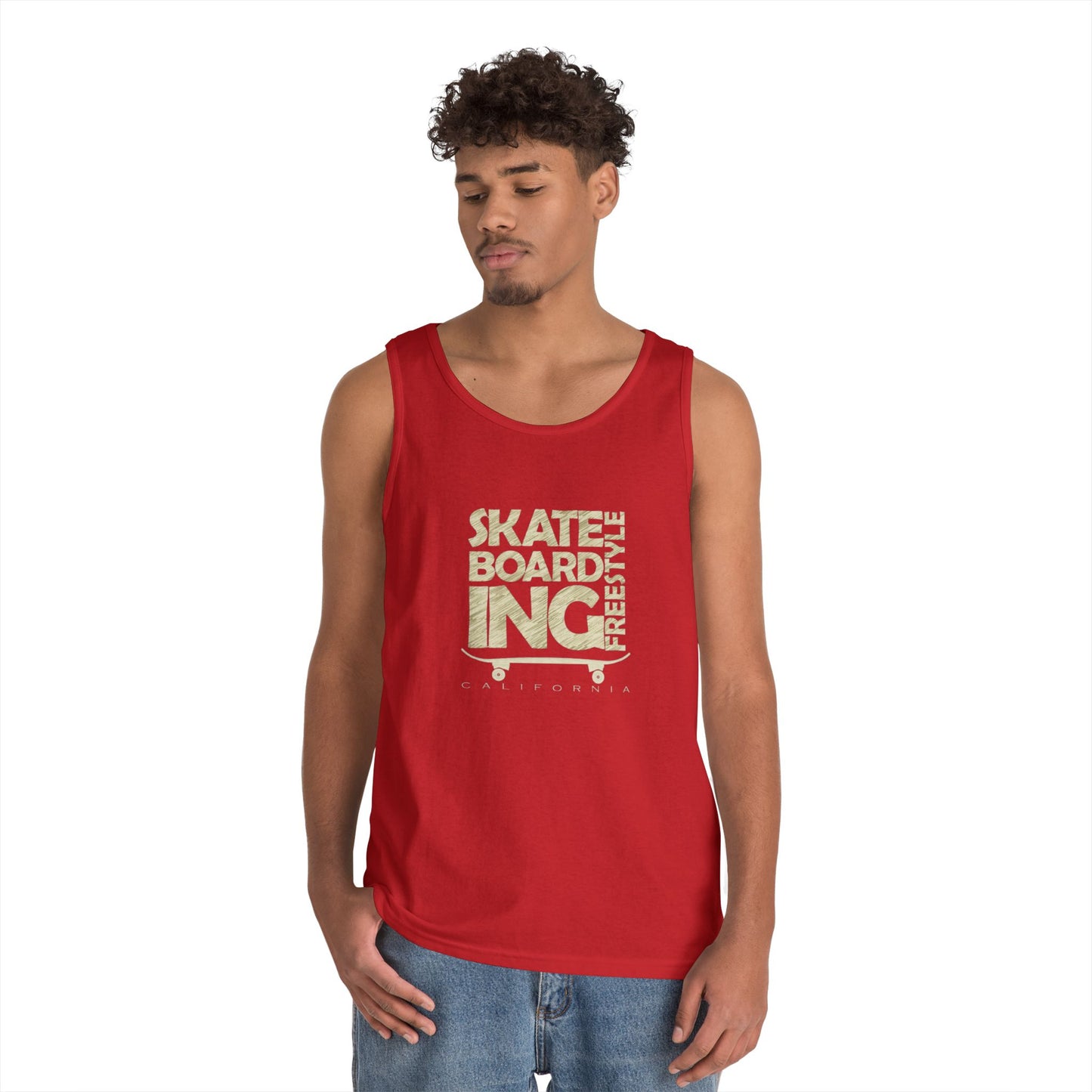 Skateboard Freestyle Men'sHeavy Cotton Tank Top - Summer Vibes and Street Style