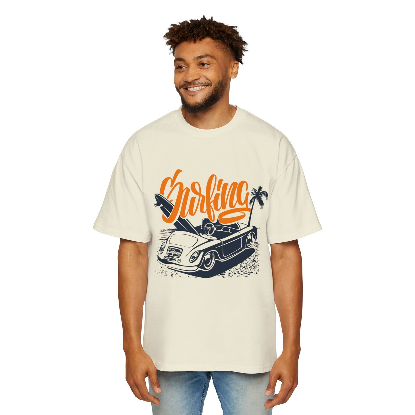 Surf Vibes Men's Heavy Oversized Tee - Perfect for Beach Days & Casual Outings
