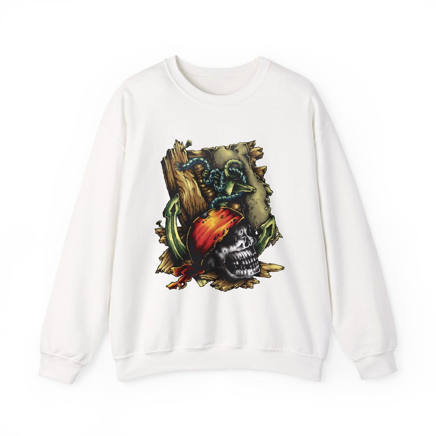 Pirate Themed Crewneck Sweatshirt, Cozy Men's Sweatshirt, Halloween Apparel, Gift for Sailors, Casual Streetwear