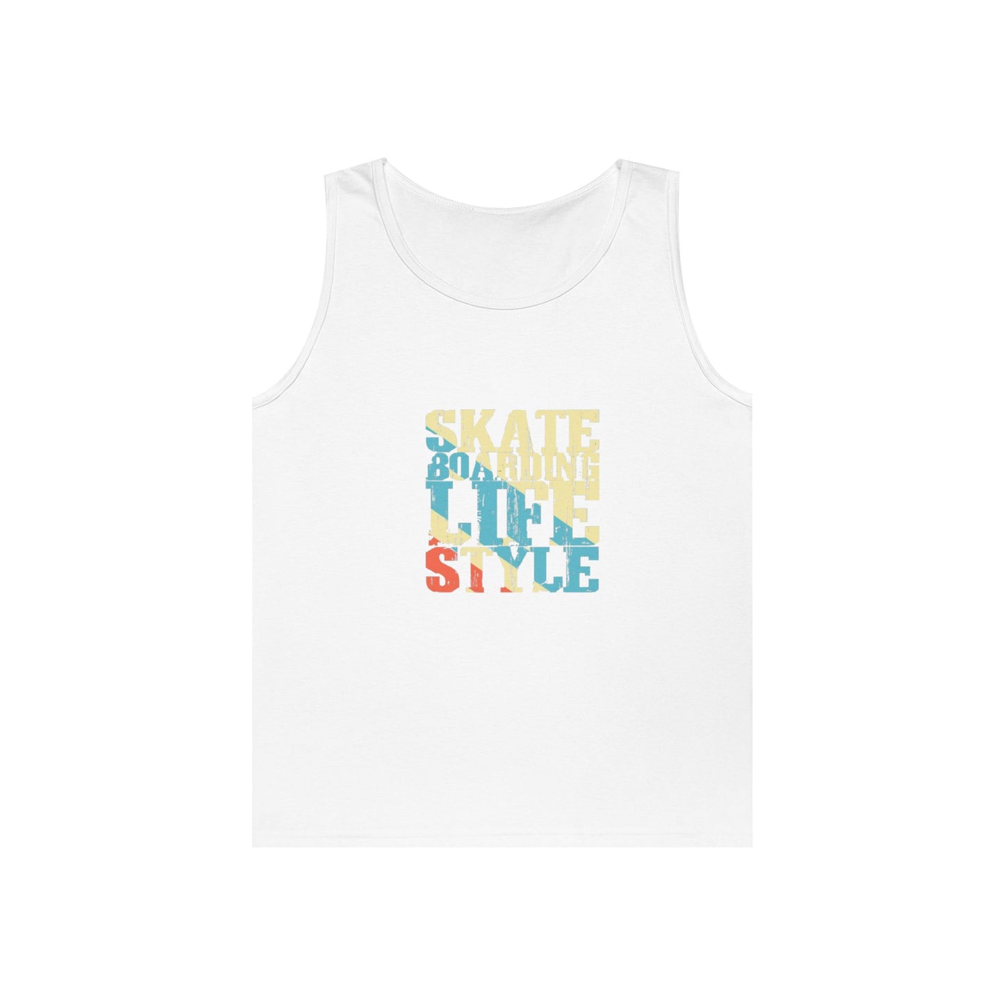 Men's Heavy Cotton Tank Top - Skateboarding Life Style Graphic Tee