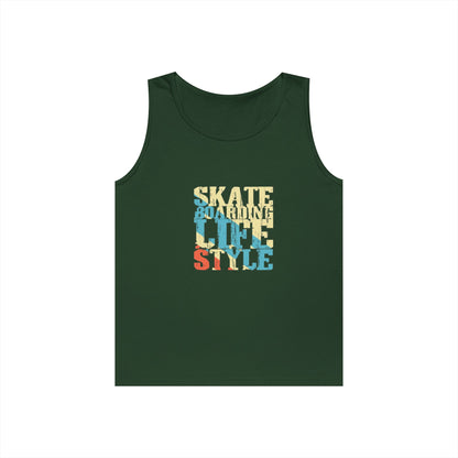 Men's Heavy Cotton Tank Top - Skateboarding Life Style Graphic Tee