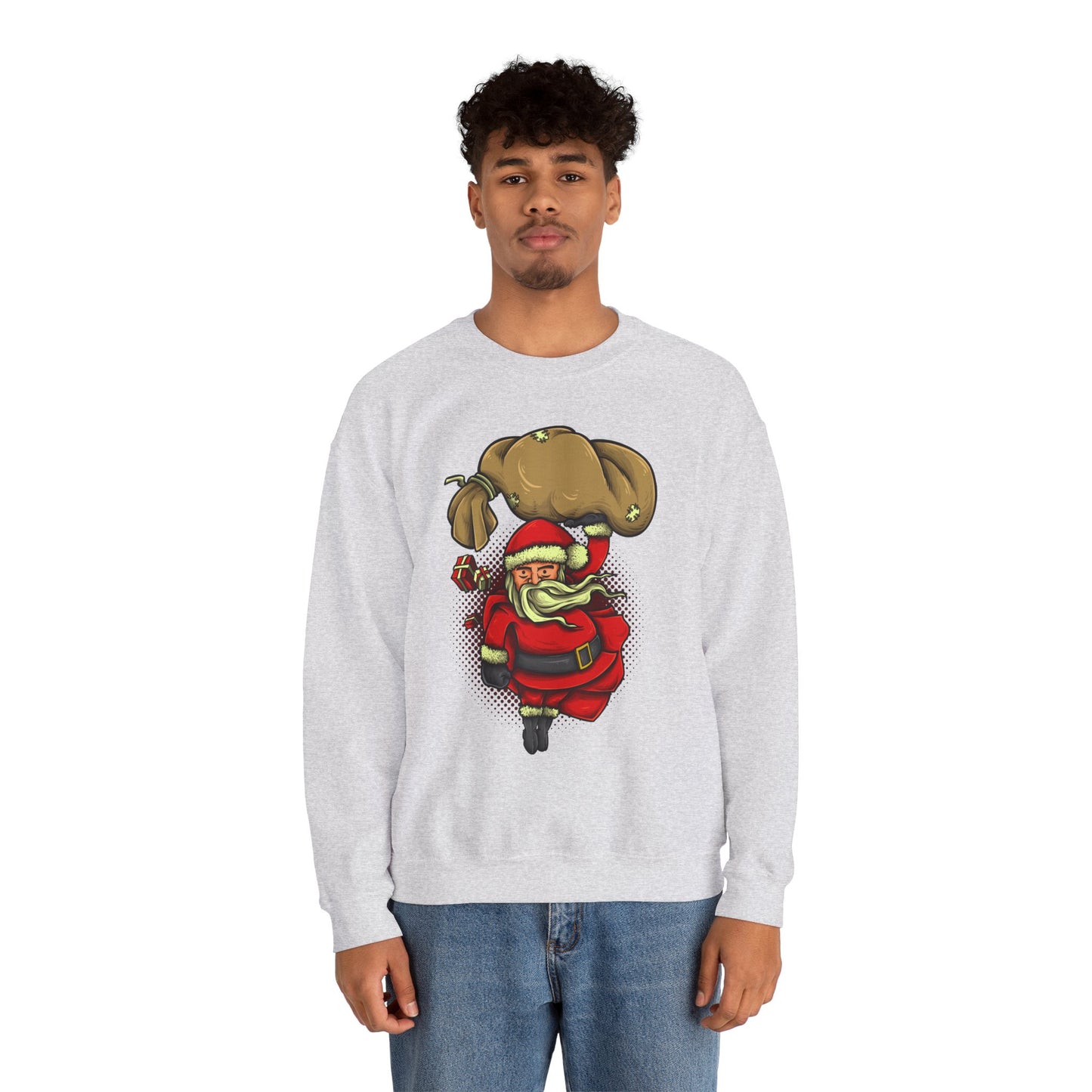 Funny Christmas Santa Crewneck Sweatshirt | Holiday Cheer | Men's
