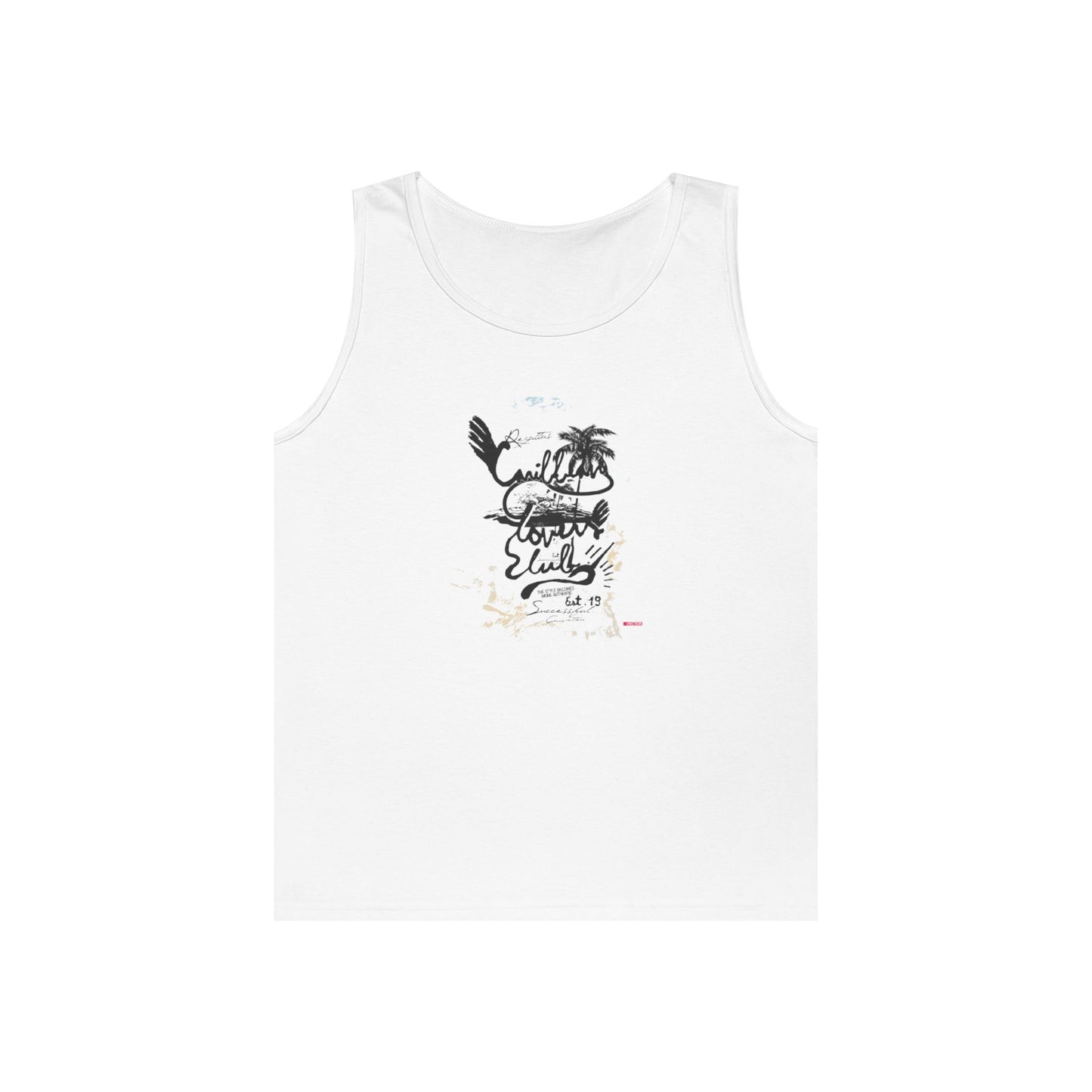 Beach Vibes Men's Heavy Cotton Tank Top - Summer Style, Casual Wear, Vacation Essential
