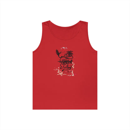 Beach Vibes Men's Heavy Cotton Tank Top - Summer Style, Casual Wear, Vacation Essential