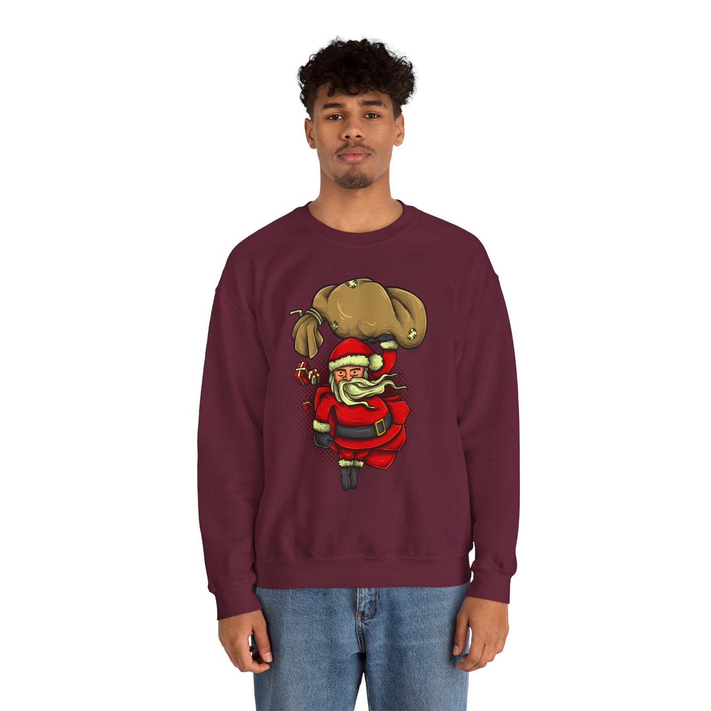 Funny Christmas Santa Crewneck Sweatshirt | Holiday Cheer | Men's