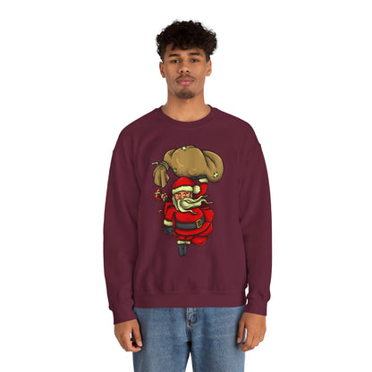 Funny Christmas Santa Crewneck Sweatshirt | Holiday Cheer | Men's