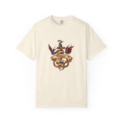 Courage Graphic Tee - Men's Garment-Dyed T-Shirt, Inspirational Shirt, Casual Wear, Gift for Friends, Motivational Apparel