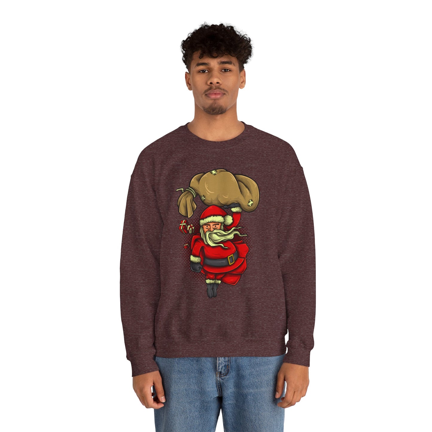 Funny Christmas Santa Crewneck Sweatshirt | Holiday Cheer | Men's